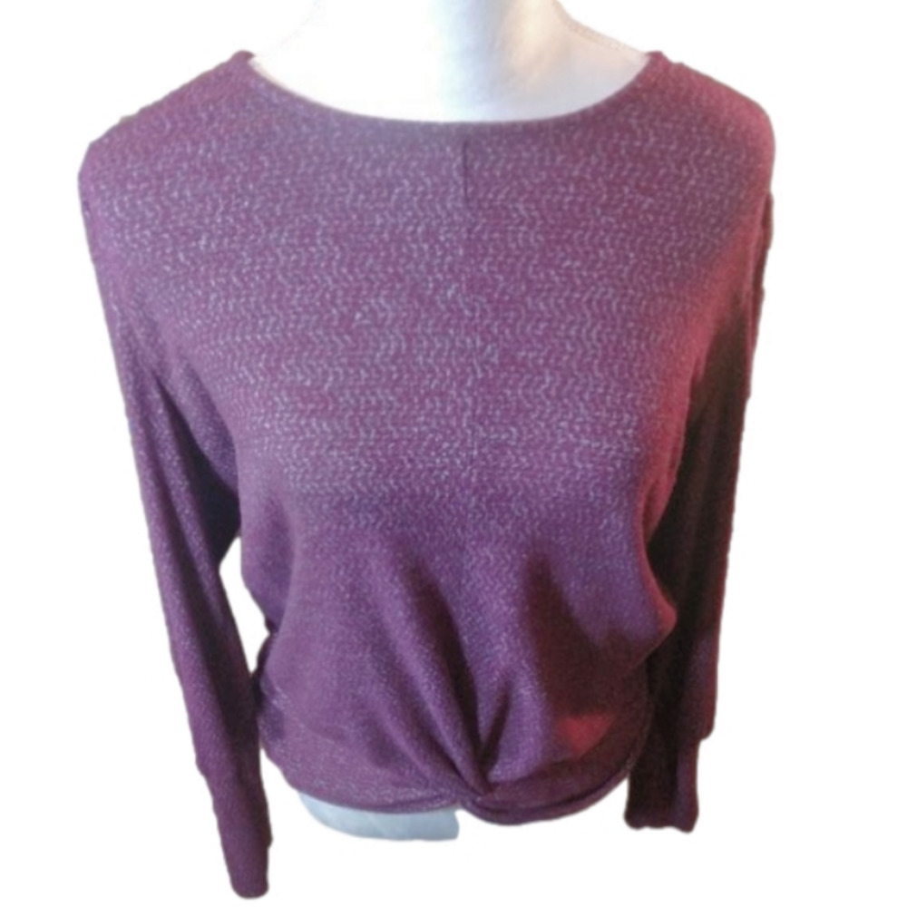Iz Byer Burgandy Long Sleeve Twist Pleat Waistline Size Large